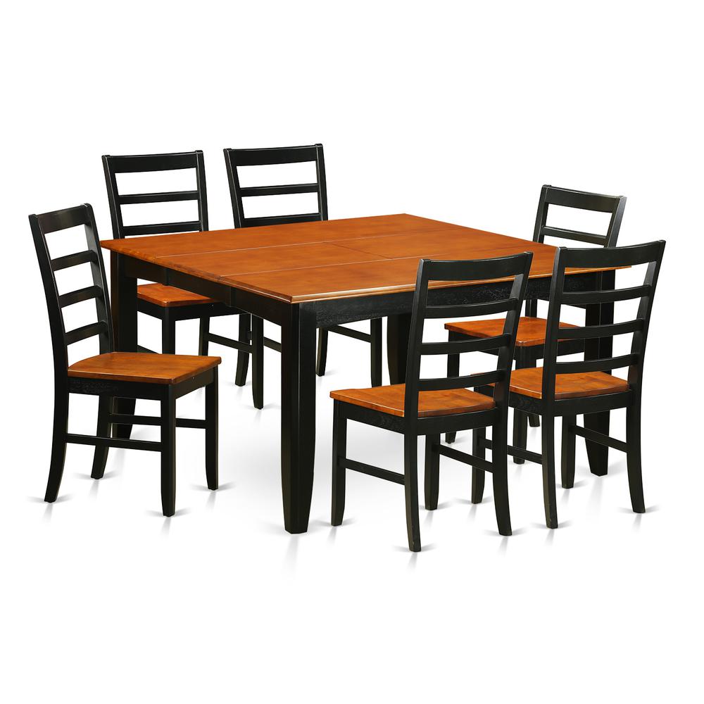 7  Pc  Dining  room  set-Square  Table  with  Leaf  and  6  Dining  Chairs. Picture 1