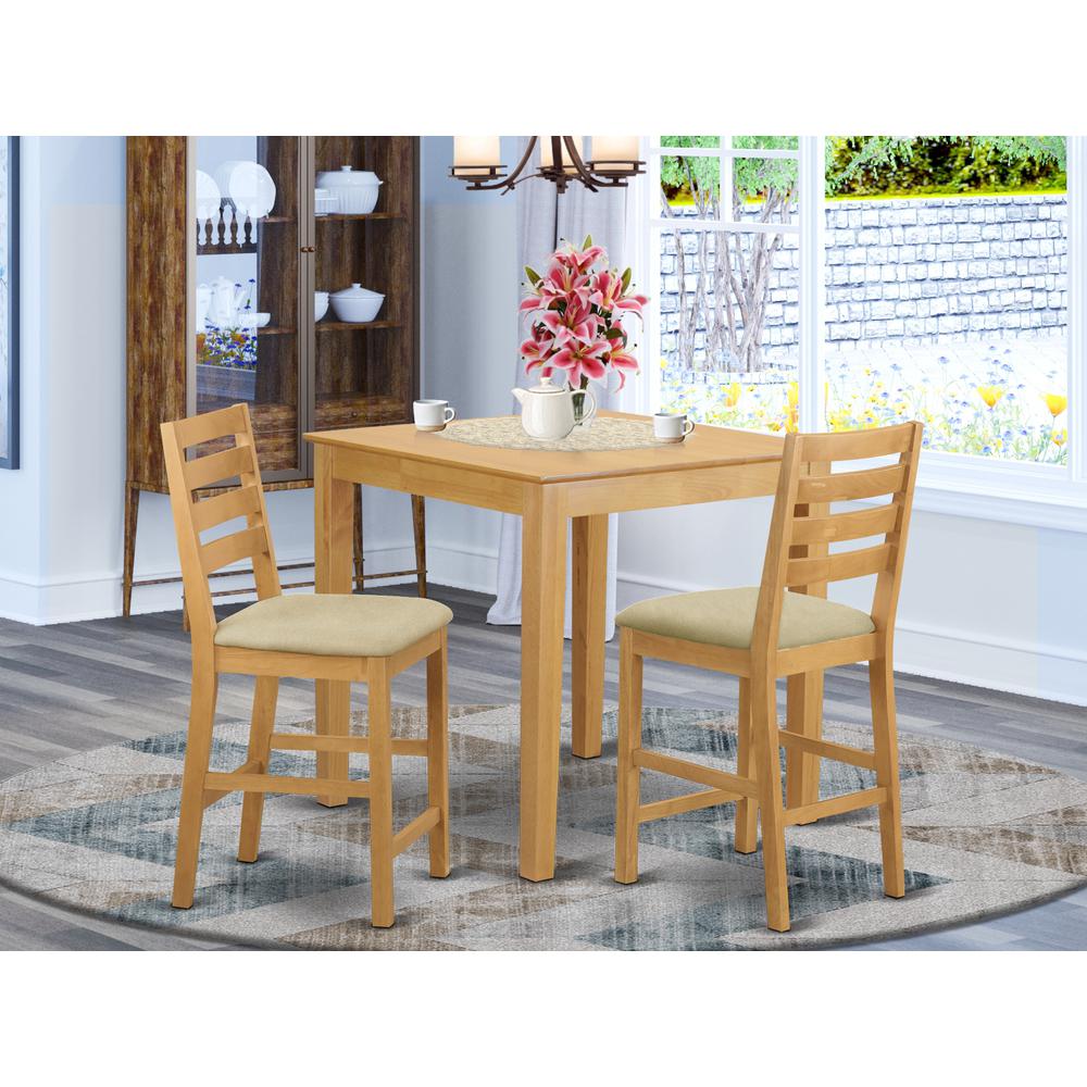 PBCF3-OAK-C 3 Pc counter height pub set - Table and 2 counter height Chairs.. Picture 2