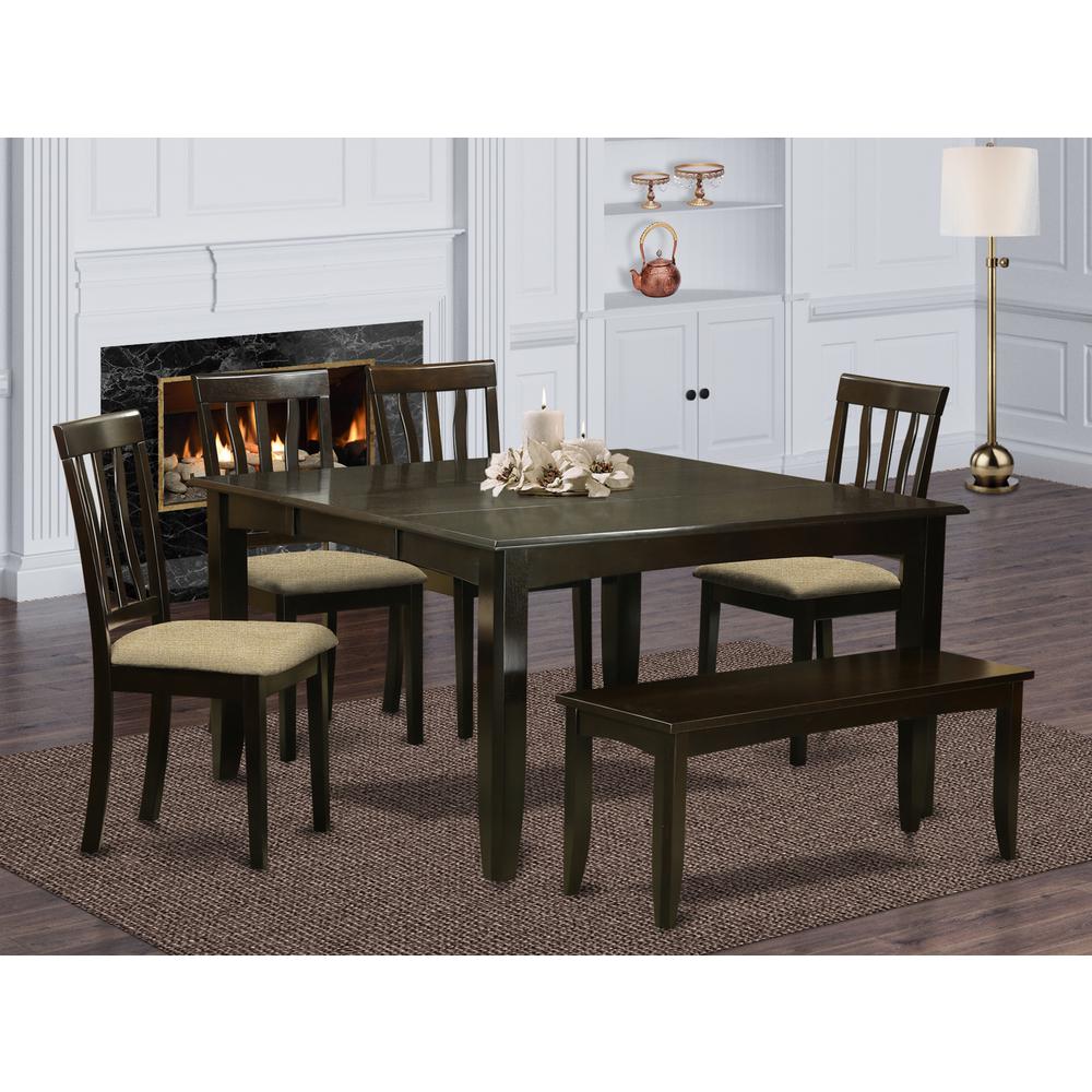 PFAN6-CAP-C 6 Pc Formal Dining set-Dining Table with Leaf and 4 Chairs plus a Bench.. Picture 2