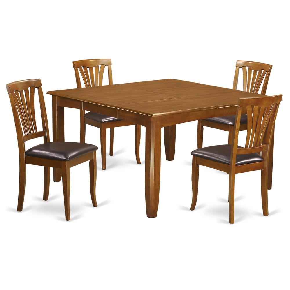 5  Pc  Dining  room  set-Square  Table  with  Leaf  and  4  Dining  Chairs. Picture 1