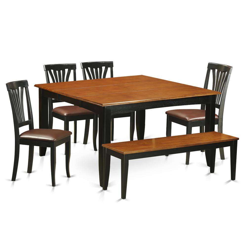 6-PC  Dining  room  set  with  bench-Kitchen  Tables  and  4  Wooden  Dining  Chairs  Plus  bench. Picture 1