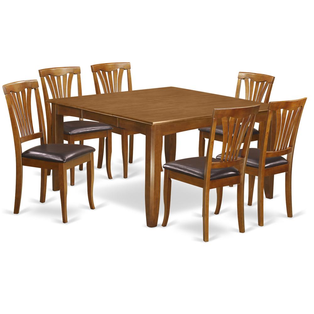 7  Pc  Dining  room  set-Square  Dining  Table  with  Leaf  and  6  Dining  Chairs. Picture 1