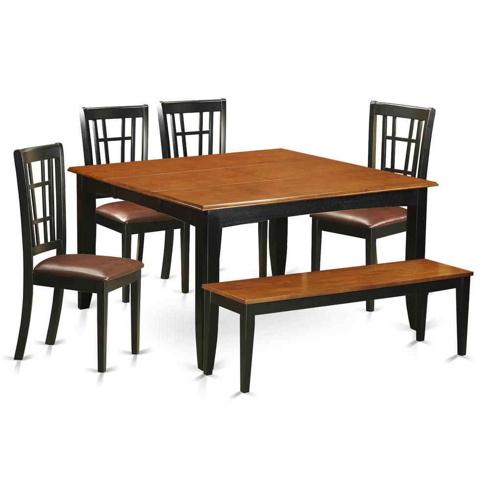 6  PC  Dining  room  set  with  bench-Dining  Table  and  4  Wooden  Dining  Chairs  plus  a  bench. Picture 1