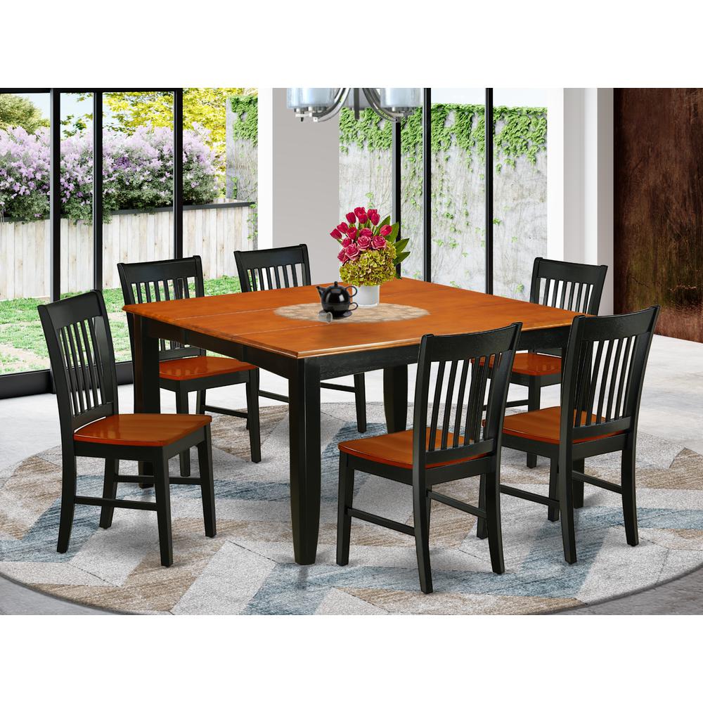 Dining Room Set Black & Cherry, PFNO7-BCH-W. Picture 2