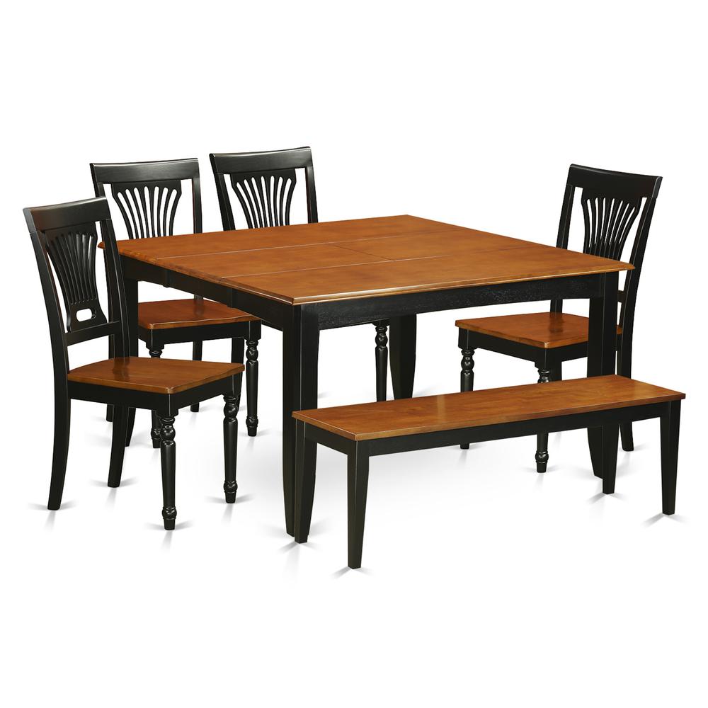 6  PC  Dining  room  set  with  bench-Dining  Table  with  4  Wood  Dining  Chairs  and  a  bench. Picture 1