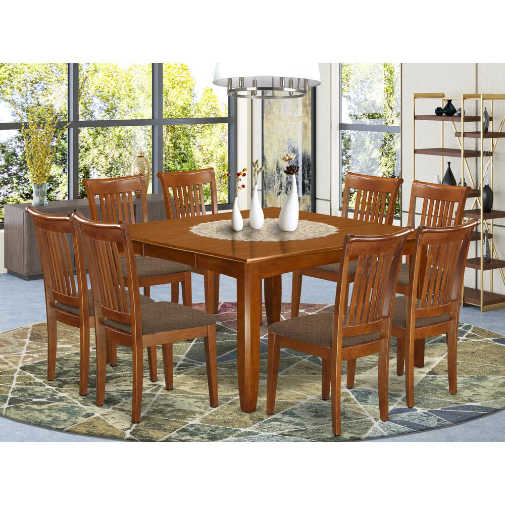 PFPO9-SBR-C 9 Pc Dining room set-Table with Leaf and 8 Kitchen Chairs.. Picture 2