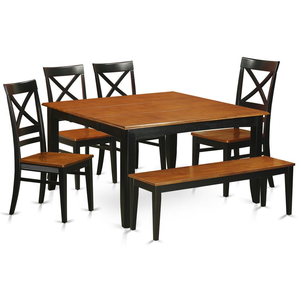 6  PC  Dining  room  set  with  bench-Dining  Table  with  4  Wooden  Dining  Chairs  and  a  bench. Picture 1