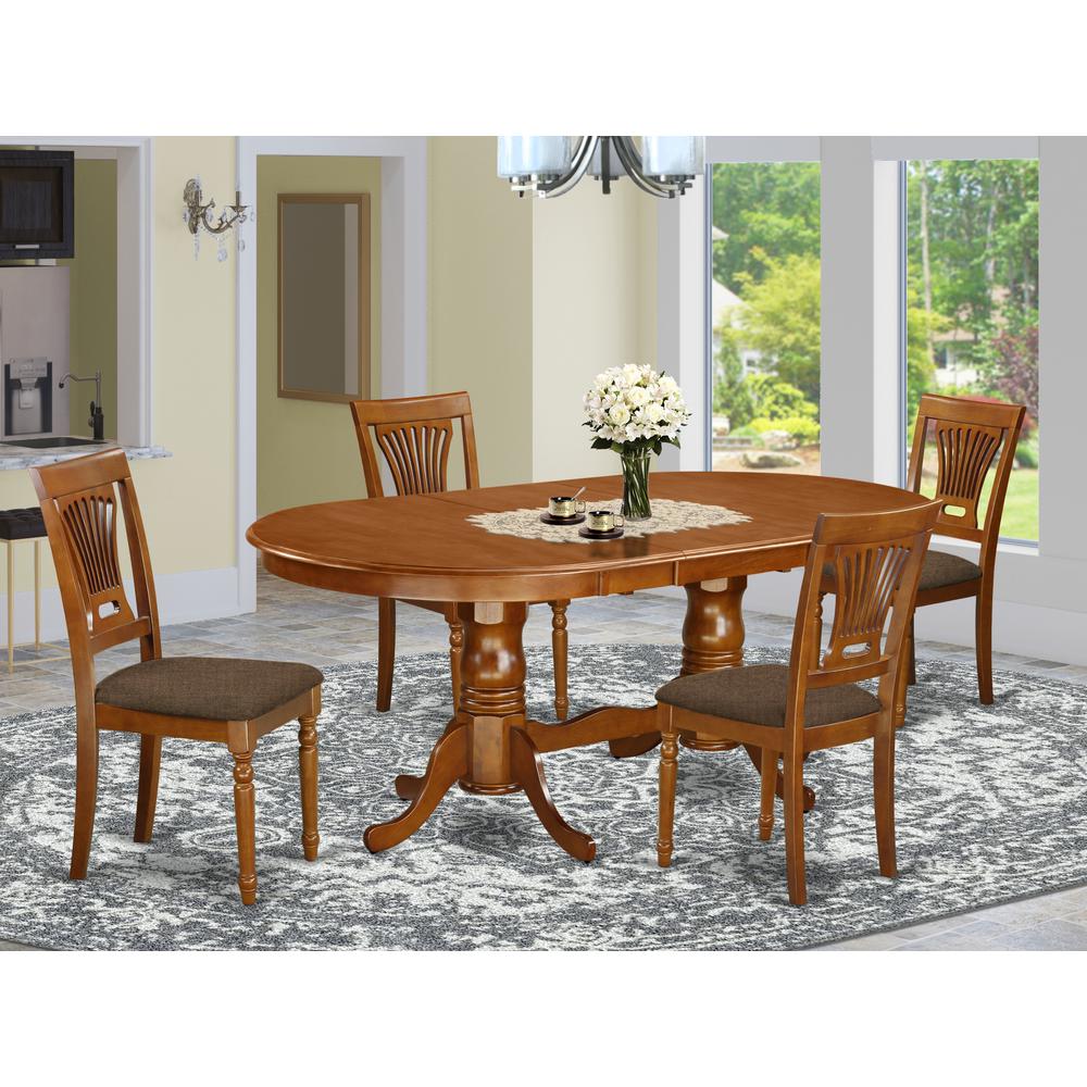 PLAI5-SBR-C 5 PC Dining set-Dining Table plus 4 Kitchen Dining Chairs. Picture 2