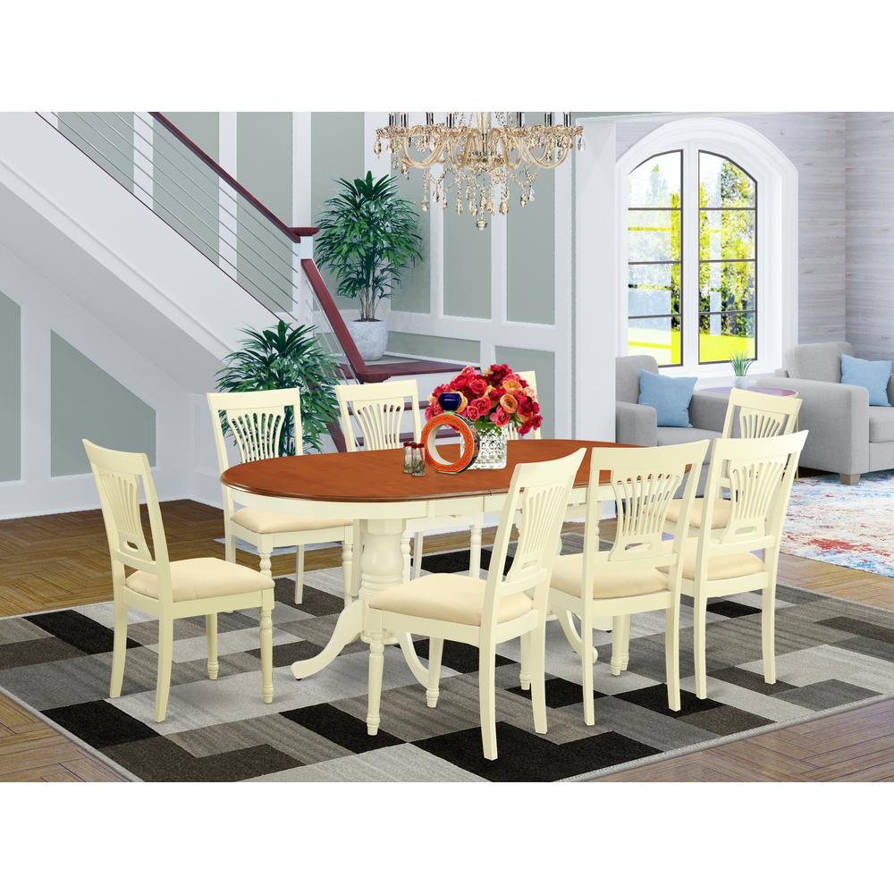 PLAI9-WHI-C 9 Pc Dining room set-Dining Table plus 8 Dining Chairs. Picture 2