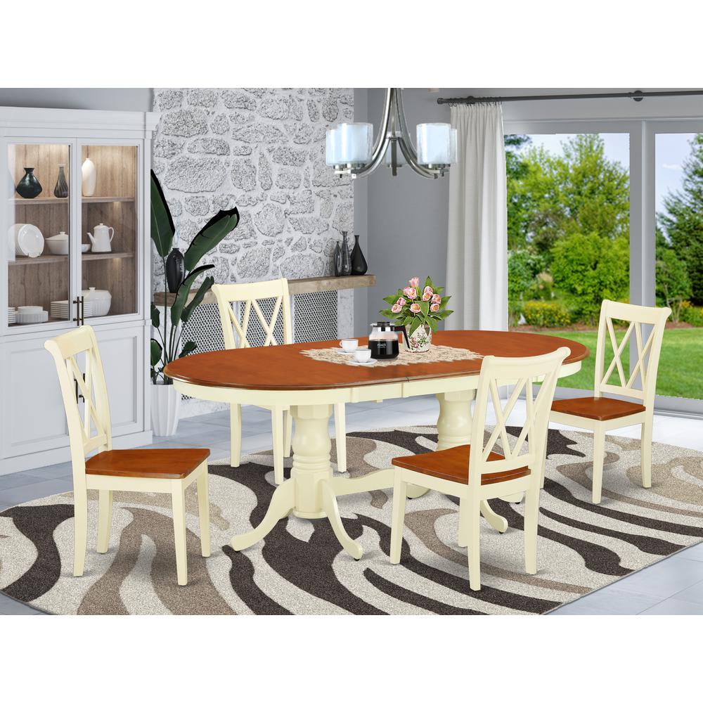Dining Room Set Buttermilk & Cherry, PLCL5-BMK-W. Picture 2
