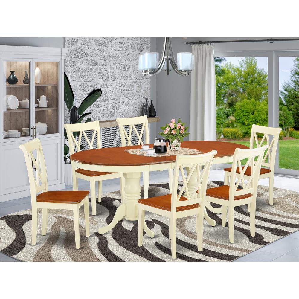 Dining Room Set Buttermilk & Cherry, PLCL7-BMK-W. Picture 2