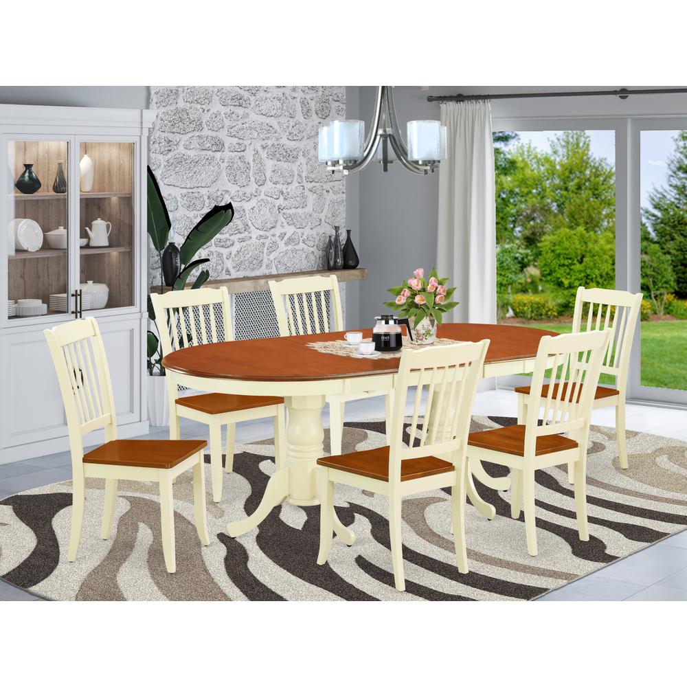 Dining Room Set Buttermilk & Cherry, PLDA7-BMK-W. Picture 2