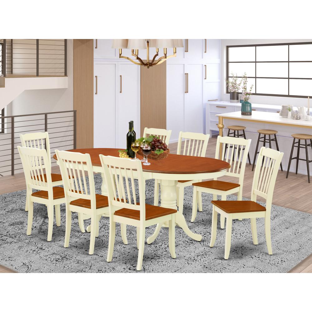 Dining Room Set Buttermilk & Cherry, PLDA9-BMK-W. Picture 2