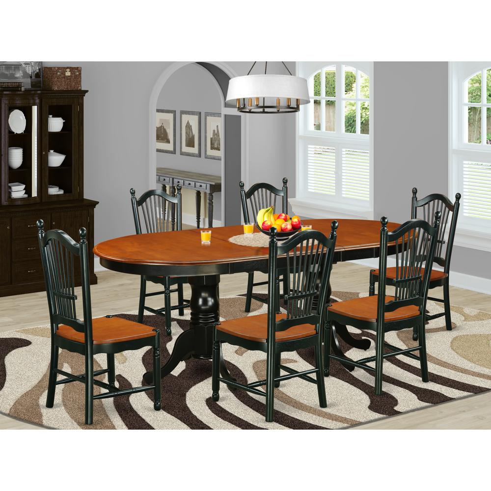 Dining Room Set Black & Cherry, PLDO7-BCH-W. Picture 2