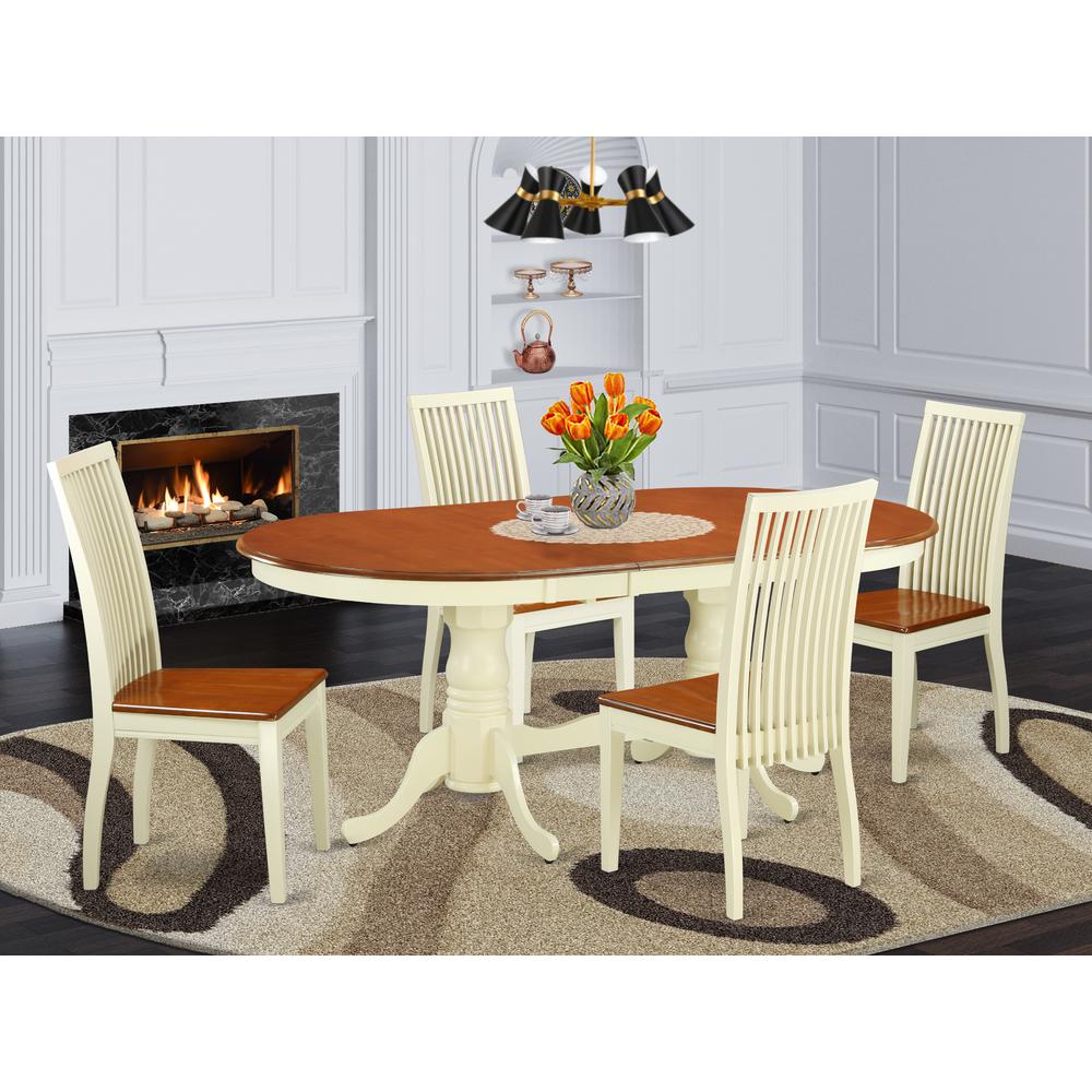 Dining Room Set Buttermilk & Cherry, PLIP5-BMK-W. Picture 2