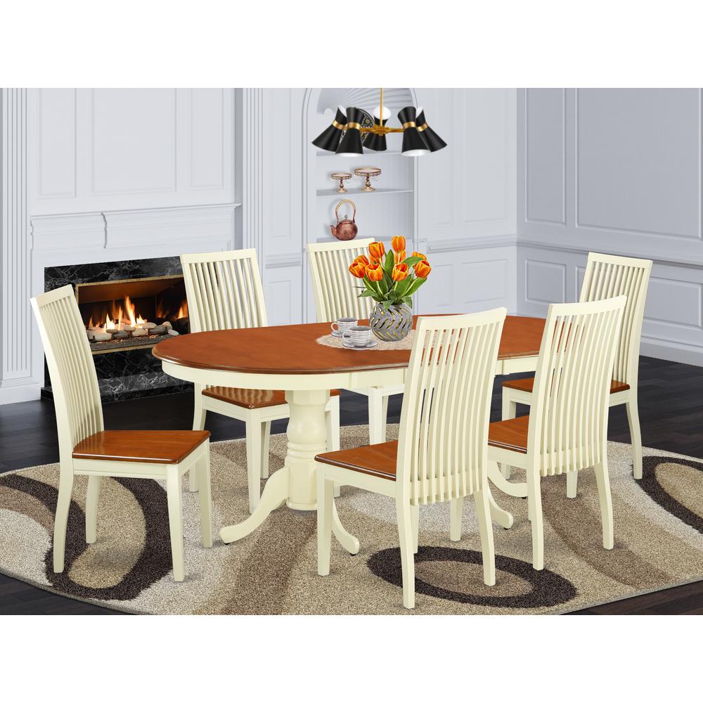 Dining Room Set Buttermilk & Cherry, PLIP7-BMK-W. Picture 2