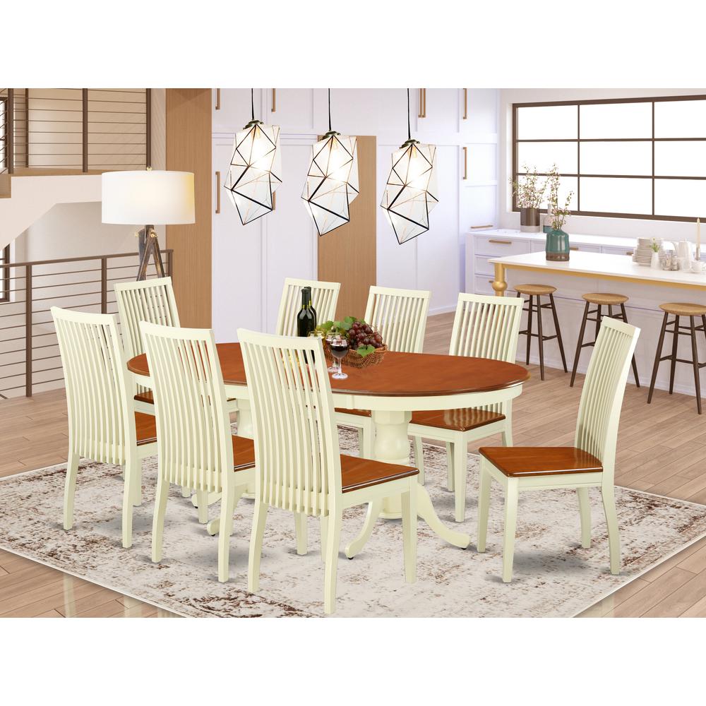 Dining Room Set Buttermilk & Cherry, PLIP9-BMK-W. Picture 2