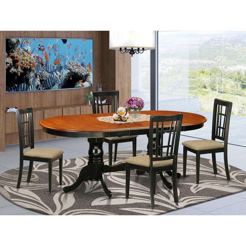 PLNI5-BCH-C 5 PC Dining room set-Dining Table with 4 Wooden Dining Chairs. Picture 2