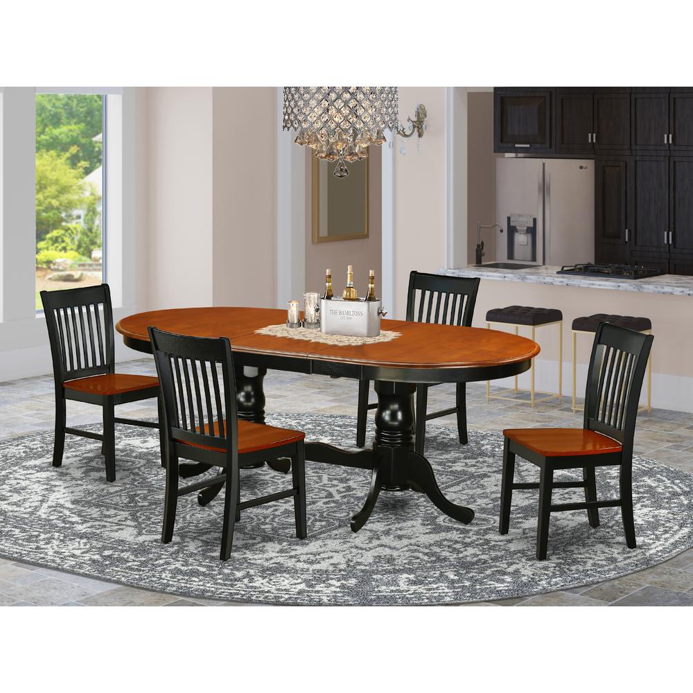 Dining Room Set Black & Cherry, PLNO5-BCH-W. Picture 2