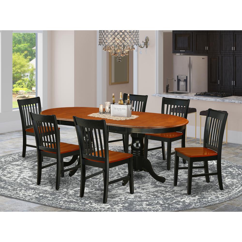 Dining Room Set Black & Cherry, PLNO7-BCH-W. Picture 2