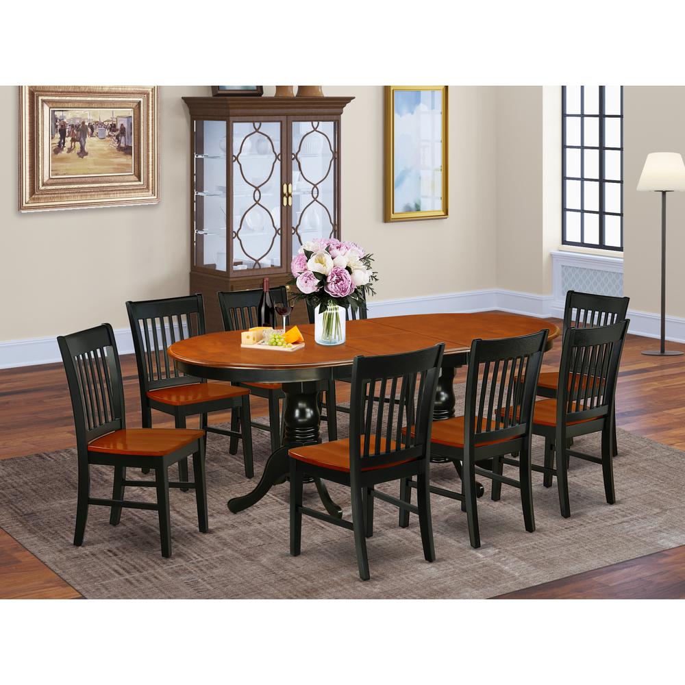 Dining Room Set Black & Cherry, PLNO9-BCH-W. Picture 2