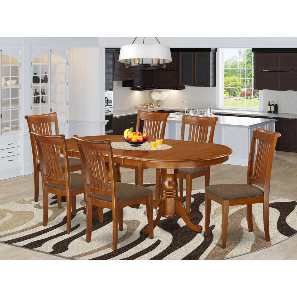 PLPO7-SBR-C 7 Pc formal Dining room set-Dining Table plus 6 Dining Chairs. Picture 2