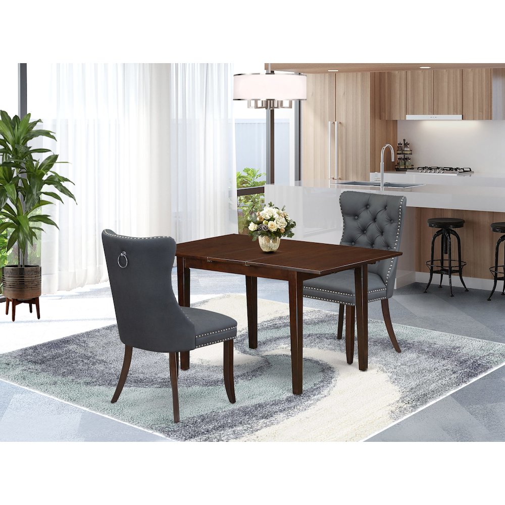 3 Piece Dining Set Consists of a Rectangle Kitchen Table with Butterfly Leaf. Picture 2