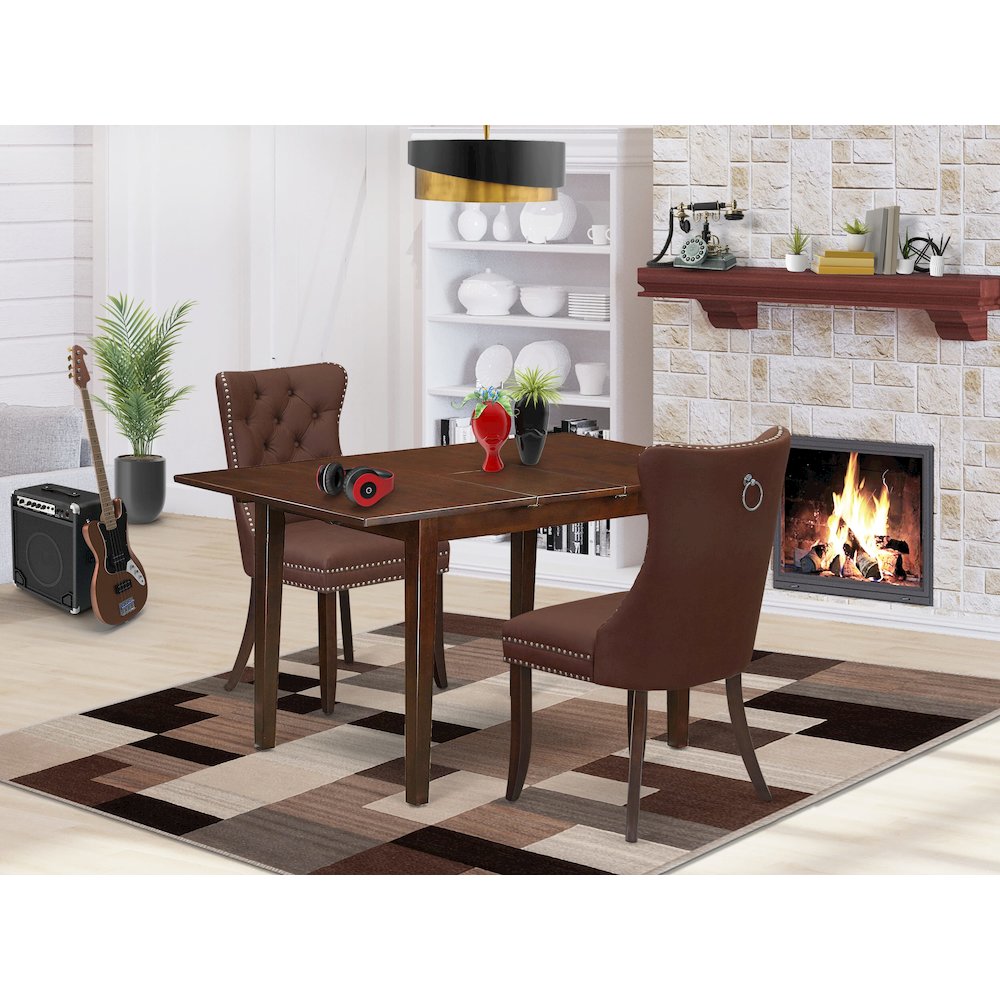 3 Piece Dinette Set Contains a Rectangle Kitchen Table with Butterfly Leaf. Picture 2