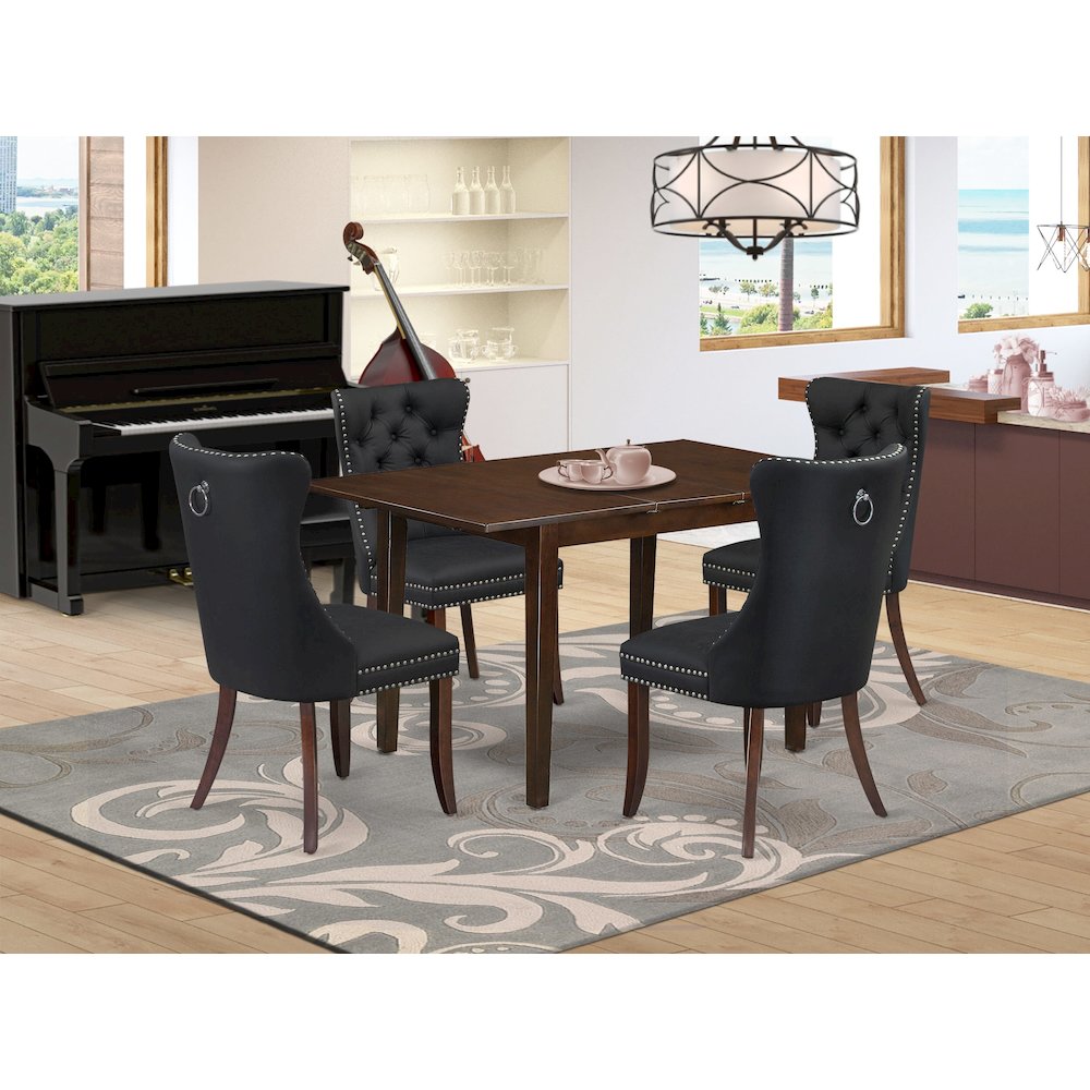 5 Piece Kitchen Table Set Contains a Rectangle Dining Table with Butterfly Leaf. Picture 2