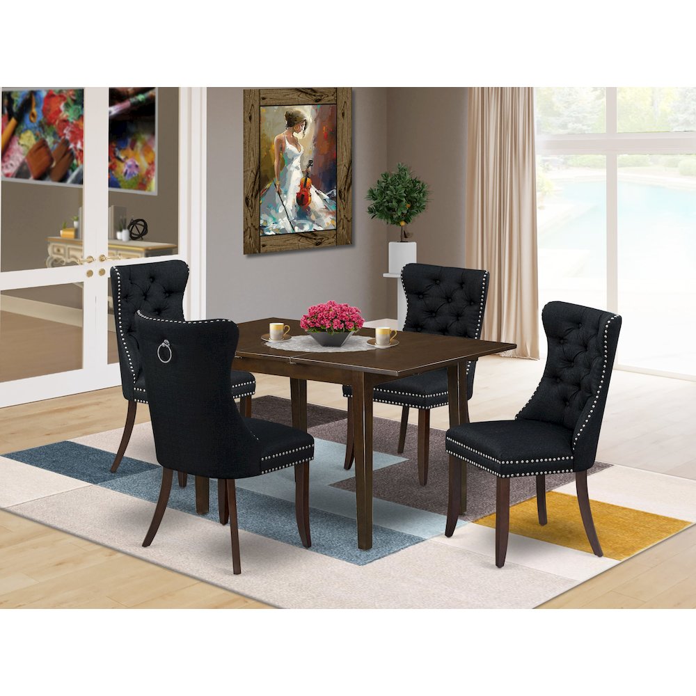 5 Piece Kitchen Set Consists of a Rectangle Dining Table with Butterfly Leaf. Picture 2