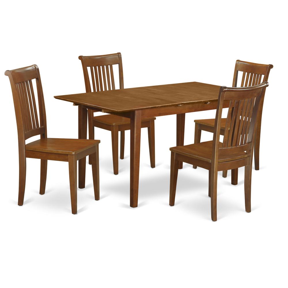 5  PC  Kitchen  Table  set  Table  with  Leaf  and  4  Kitchen  Chairs. Picture 1