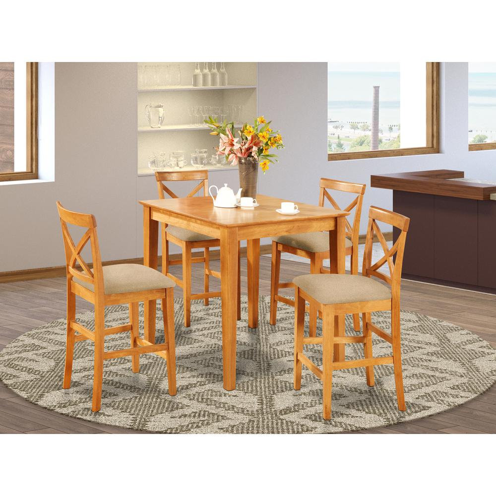 PUBS5-OAK-C 5 Pc Counter height Table-counter height Table and 4 Kitchen counter Chairs. Picture 2