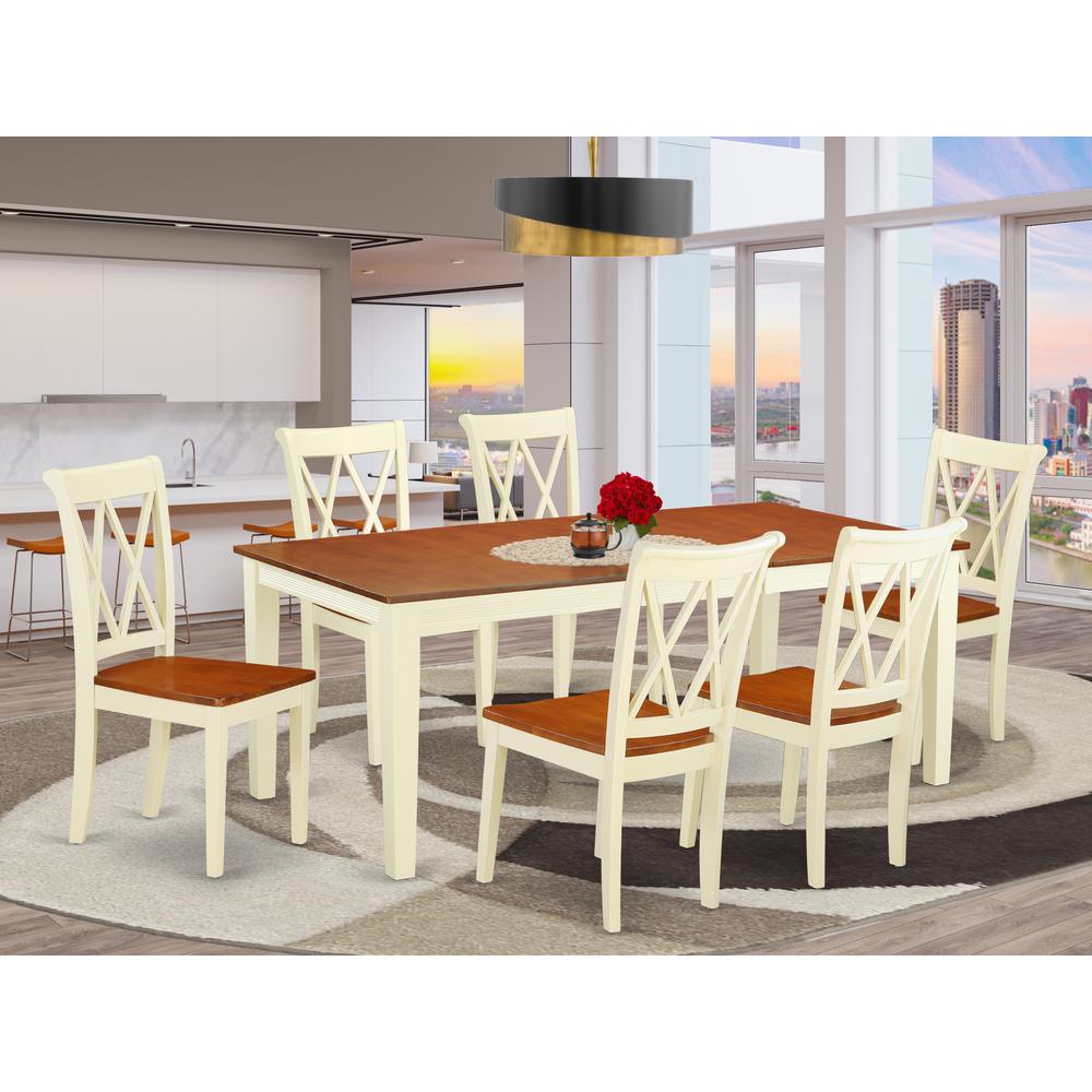 Dining Room Set Buttermilk & Cherry, QUCL7-BMK-W. Picture 2