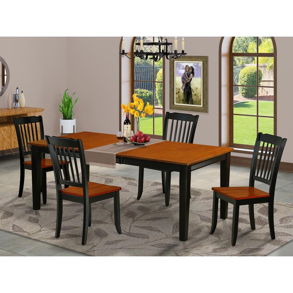 Dining Room Set Black & Cherry, QUDA5-BCH-W. Picture 2