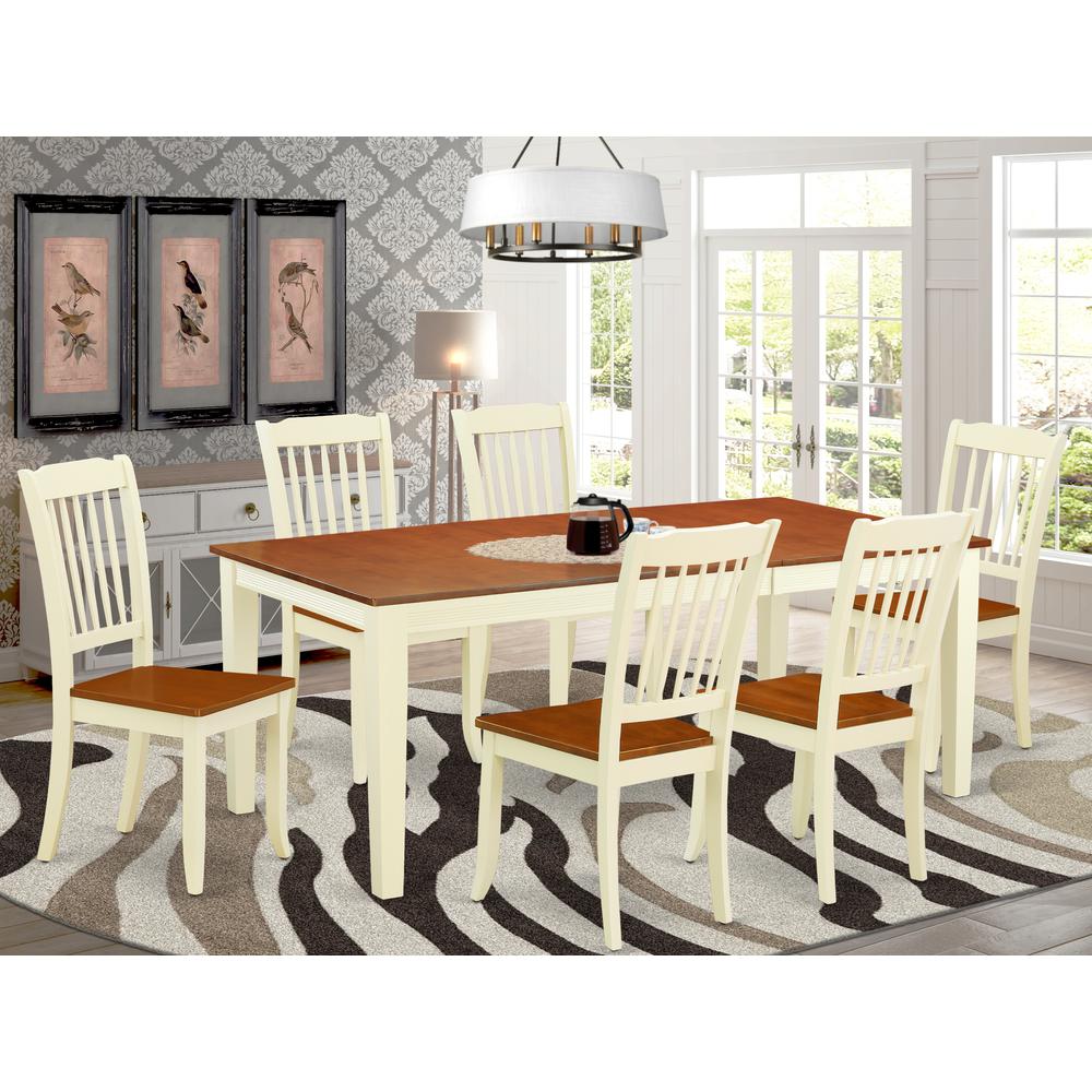 Dining Room Set Buttermilk & Cherry, QUDA7-BMK-W. Picture 2
