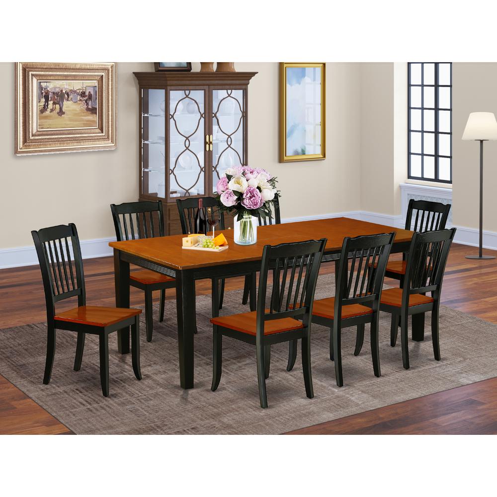 Dining Room Set Black & Cherry, QUDA9-BCH-W. Picture 2
