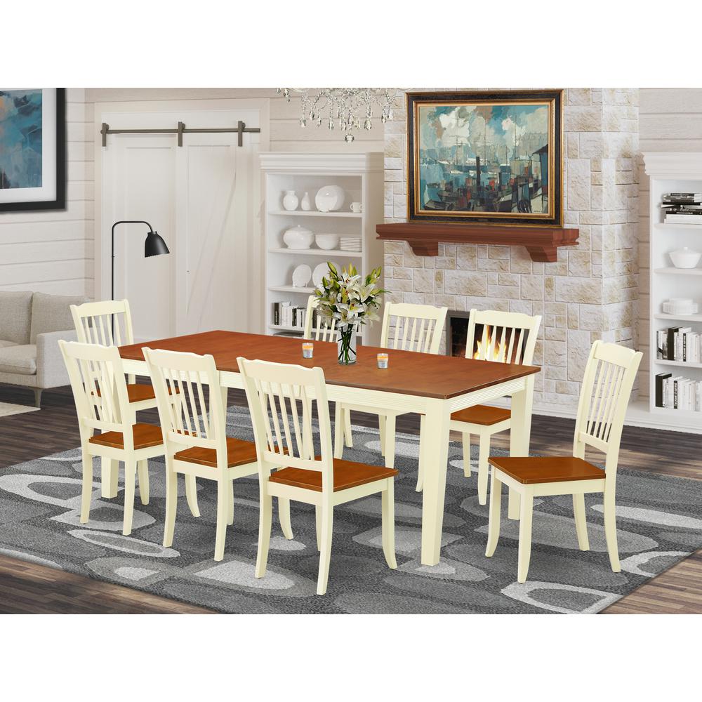 Dining Room Set Buttermilk & Cherry, QUDA9-BMK-W. Picture 2