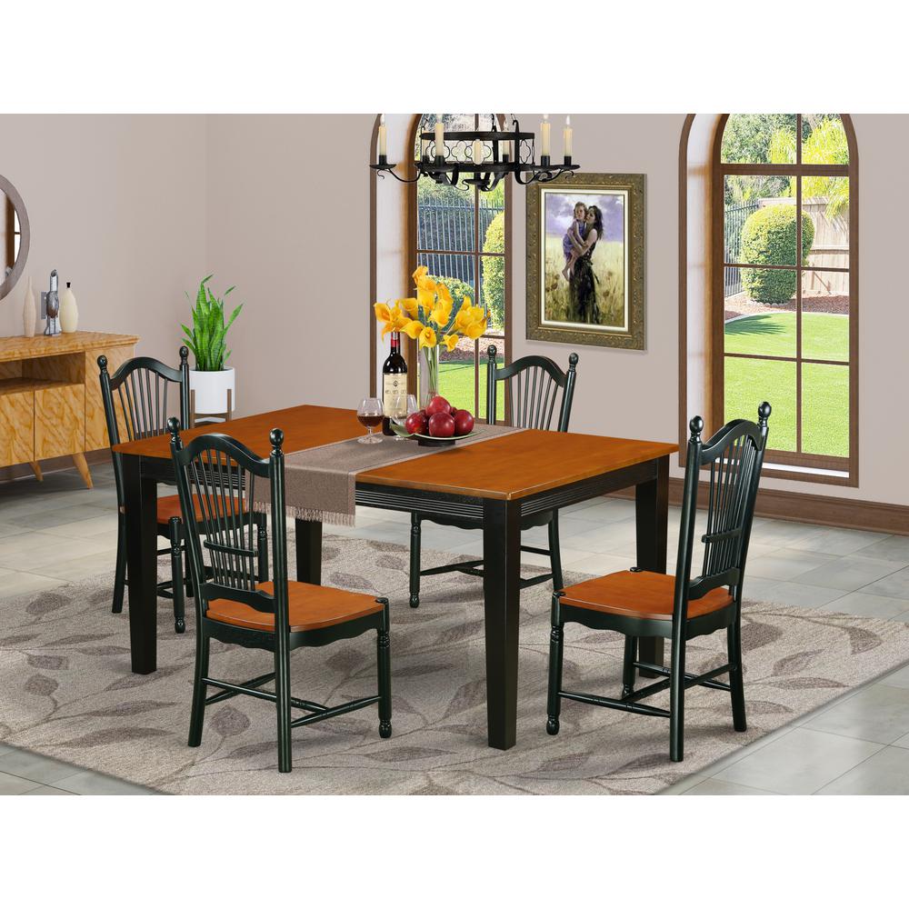 Dining Room Set Black & Cherry, QUDO5-BCH-W. Picture 2
