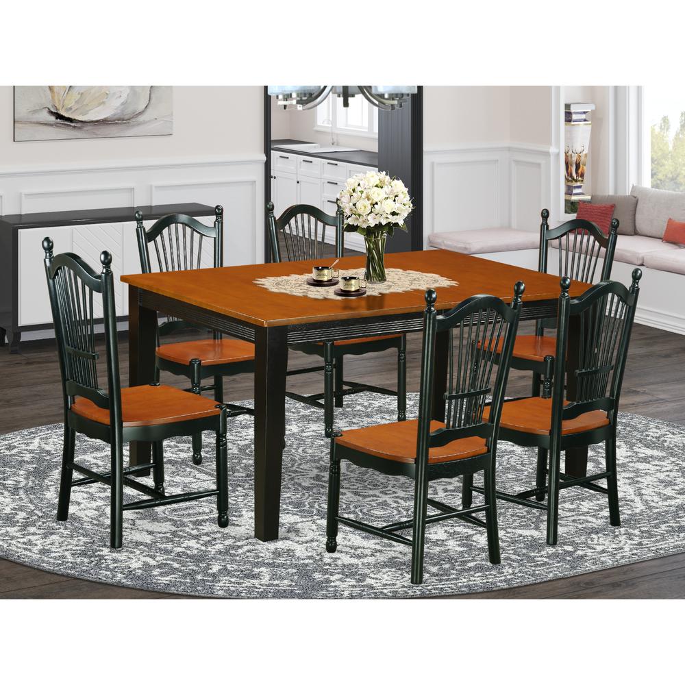 Dining Room Set Black & Cherry, QUDO7-BCH-W. Picture 2