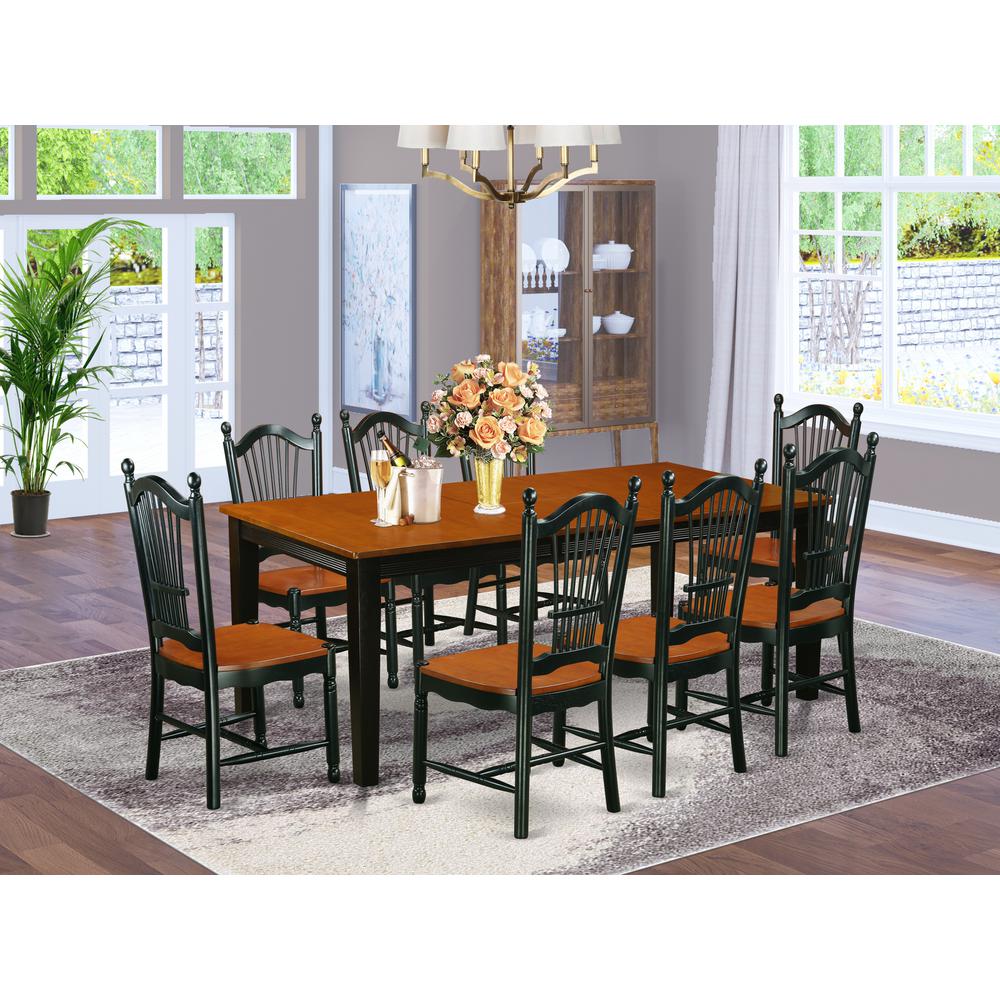 Dining Room Set Black & Cherry, QUDO9-BCH-W. Picture 2