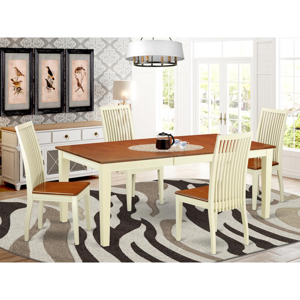 Dining Room Set Buttermilk & Cherry, QUIP5-BMK-W. Picture 2