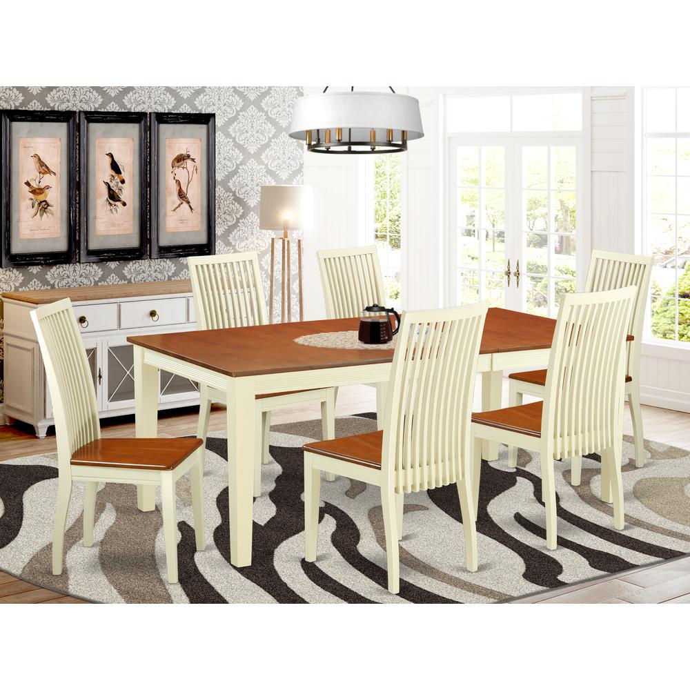 Dining Room Set Buttermilk & Cherry, QUIP7-BMK-W. Picture 2