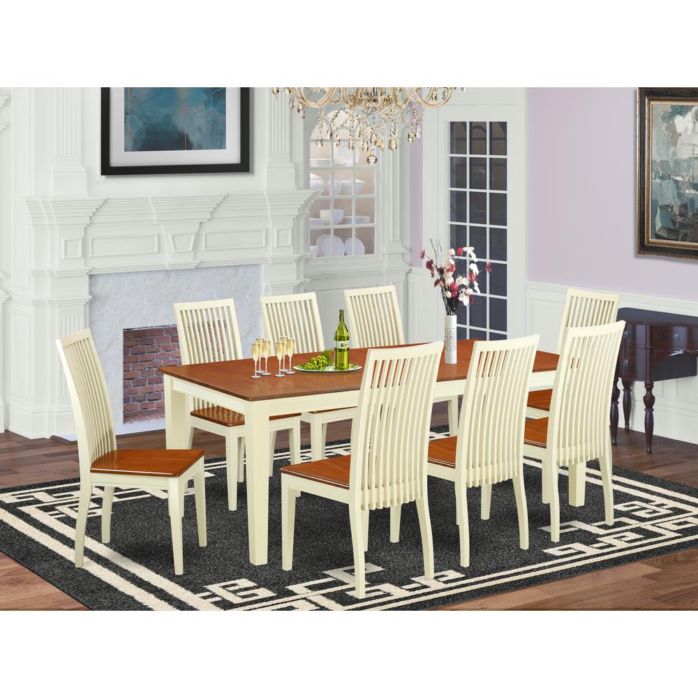Dining Room Set Buttermilk & Cherry, QUIP9-BMK-W. Picture 2