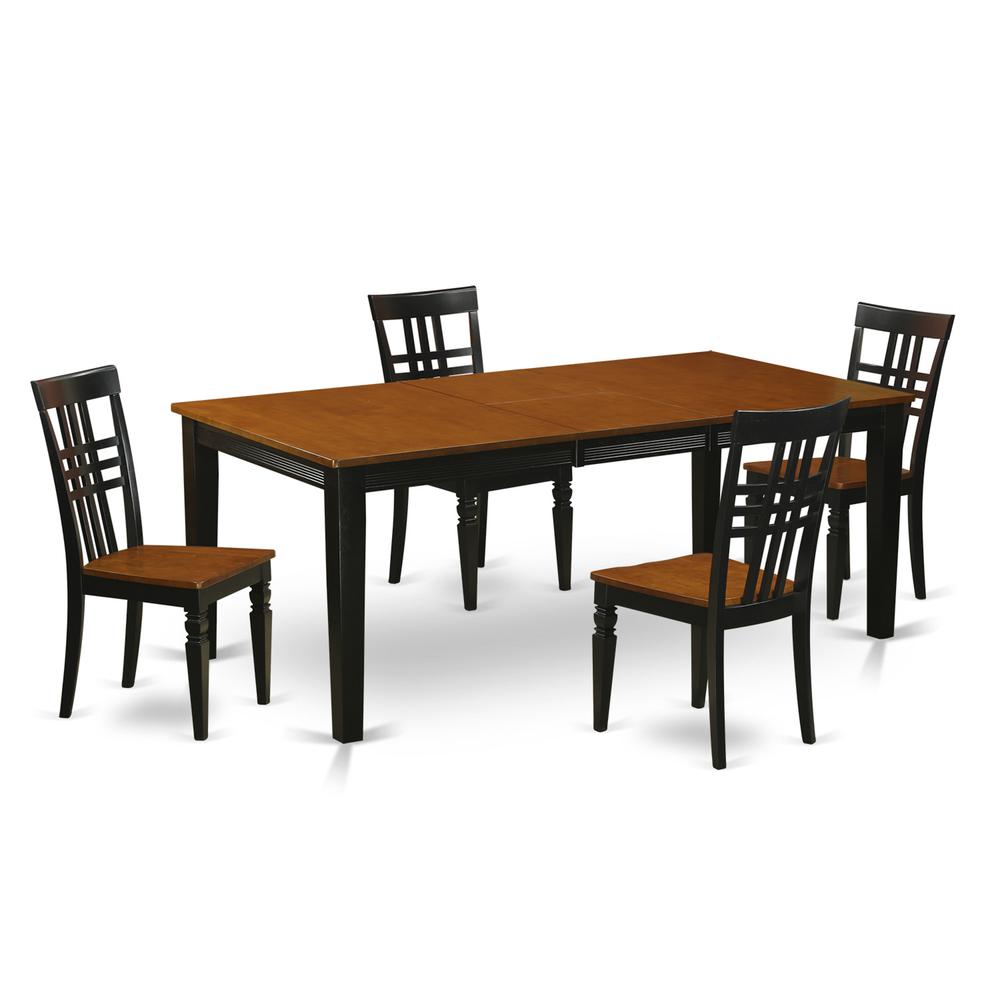 5  PC  Kitchen  Table  set  with  a  Dining  Table  and  4  Dining  Chairs  in  Black  and  Cherry. Picture 1