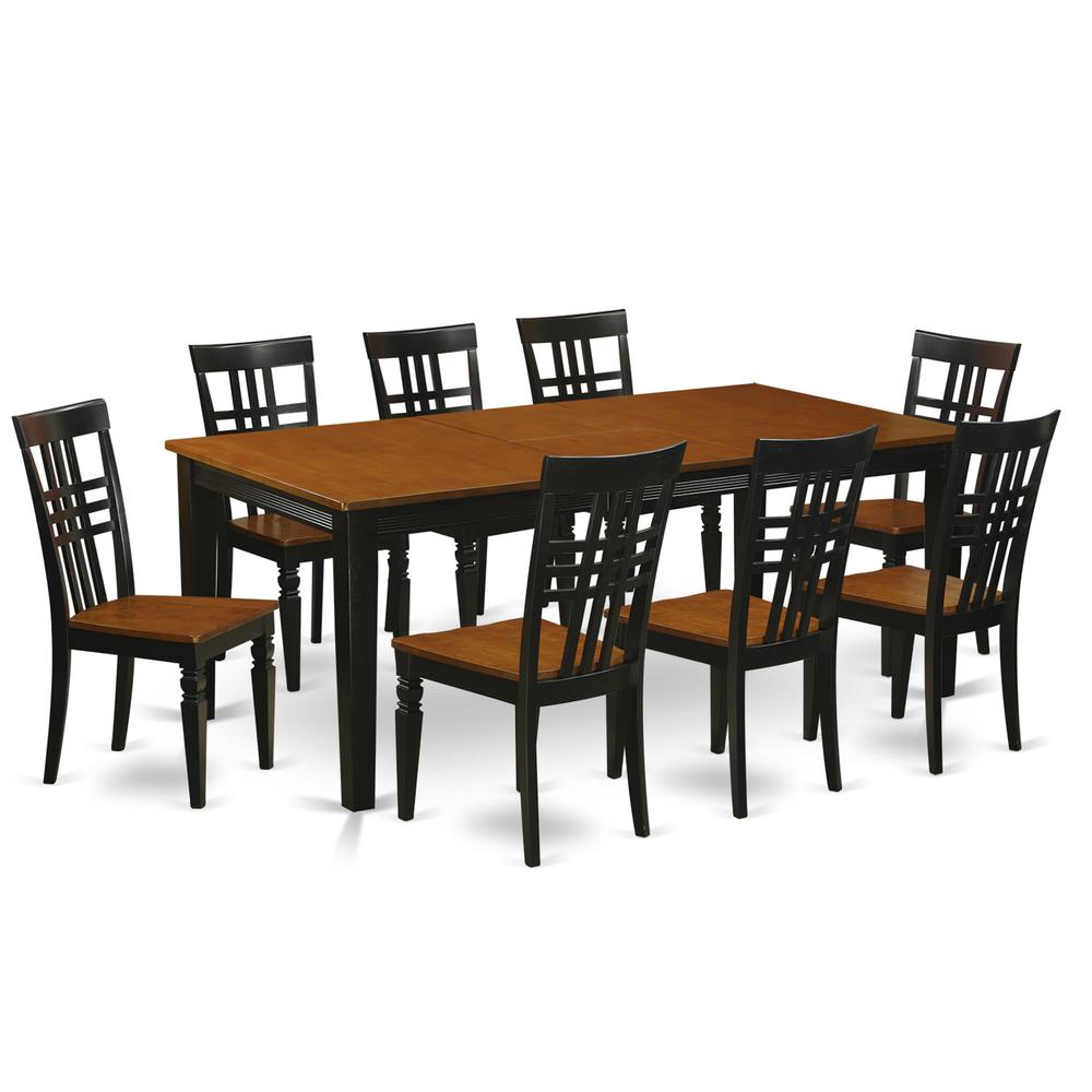 9  PC  Table  set  with  a  Dining  Table  and  8  Dining  Chairs  in  Black  and  Cherry. Picture 1
