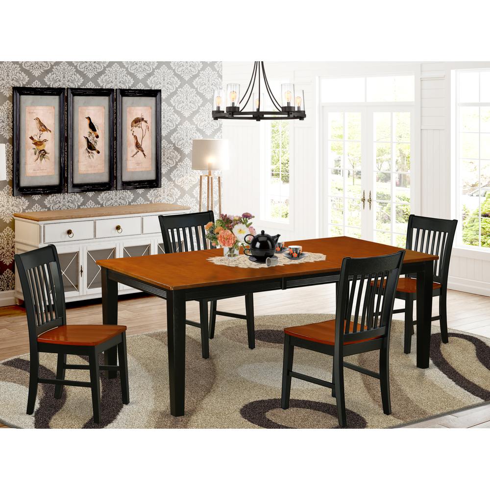 Dining Room Set Black & Cherry, QUNO5-BCH-W. Picture 2
