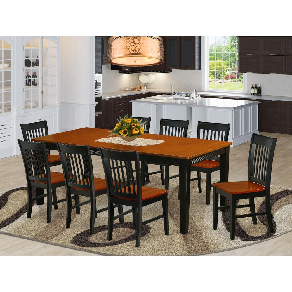 Dining Room Set Black & Cherry, QUNO9-BCH-W. Picture 2