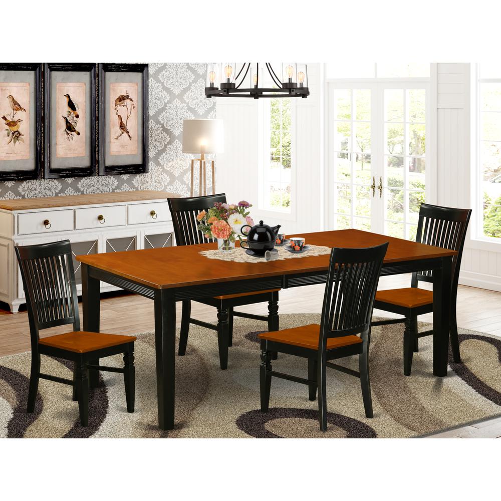 Dining Room Set Black & Cherry, QUWE5-BCH-W. Picture 2