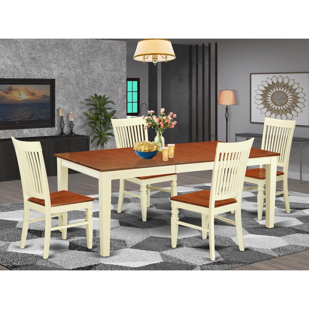 Dining Room Set Buttermilk & Cherry, QUWE5-BMK-W. Picture 2