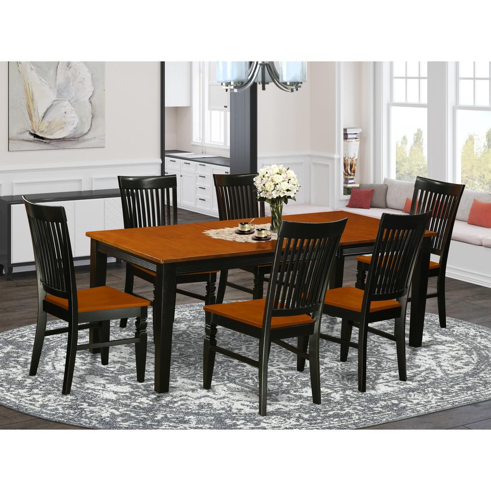 Dining Room Set Black & Cherry, QUWE7-BCH-W. Picture 2